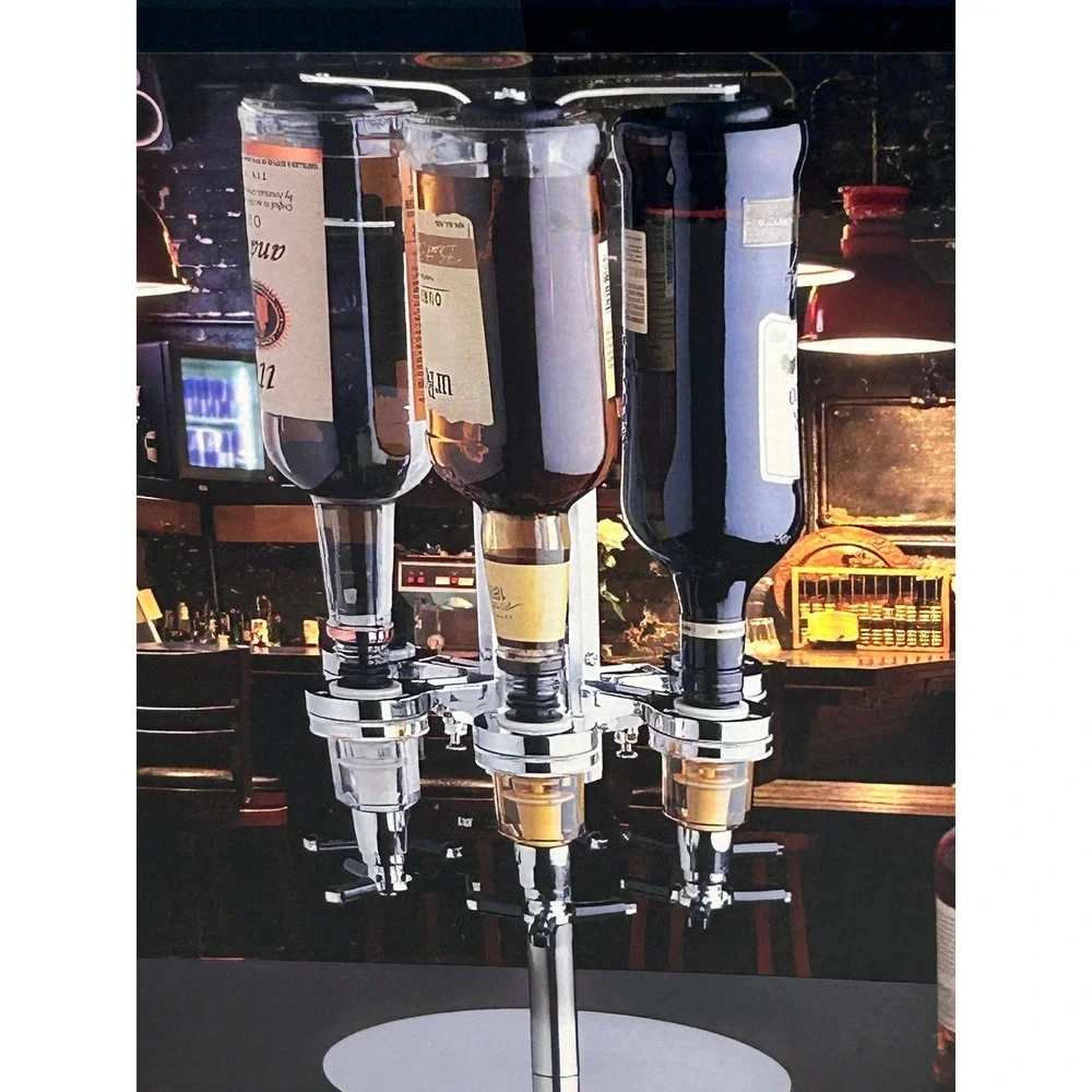 Godinger Taproom Tavern Collection Six Bottle Liquor Dispenser Nickel Plated